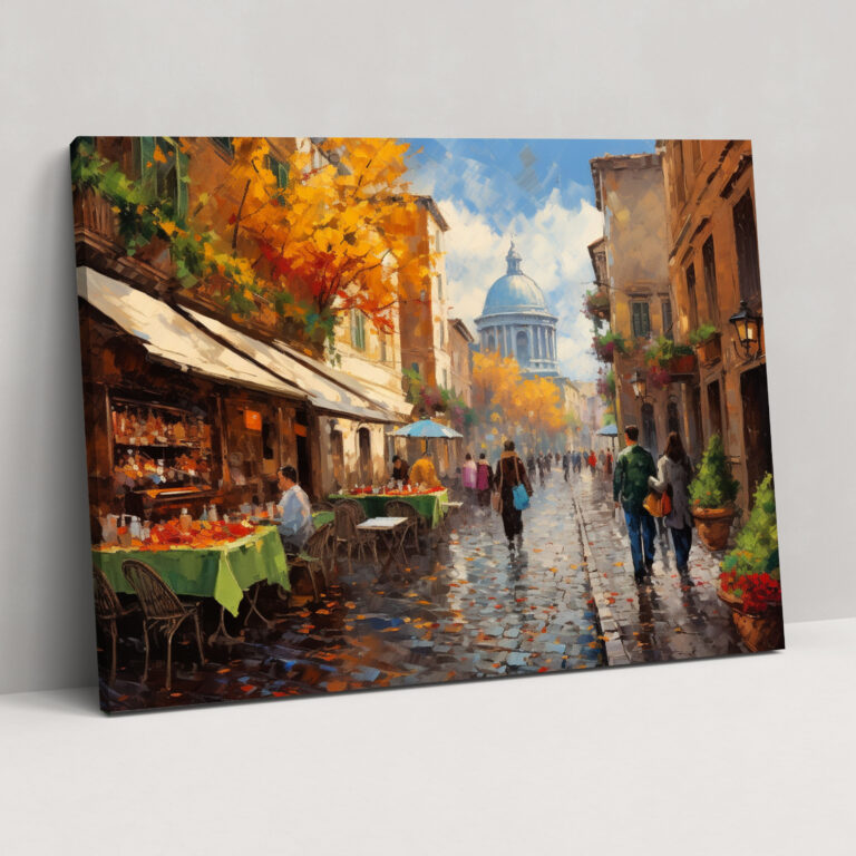 Rome Canvas Print - Vibrant Street Scene - Rome, Street Scene, Wall Art, Canvas Wall Art