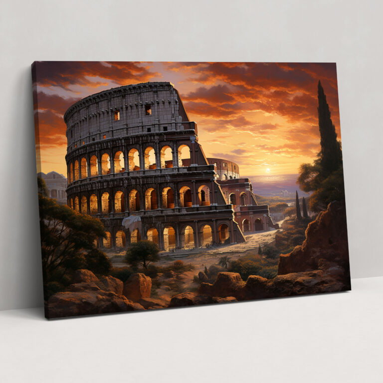 Rome Canvas Print - Colosseum At Sunset - Rome, Home Decoration, Wall Art, Grandeur