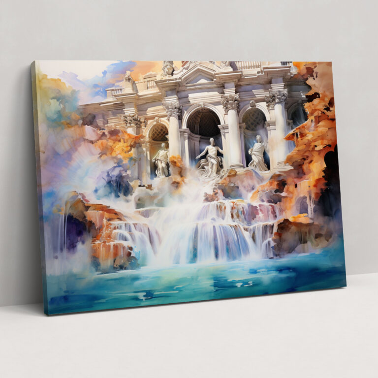 Rome Wall Art - Trevi Fountain Watercolor - Rome, Canvas, Canvas Wall Art, Trevi Fountain
