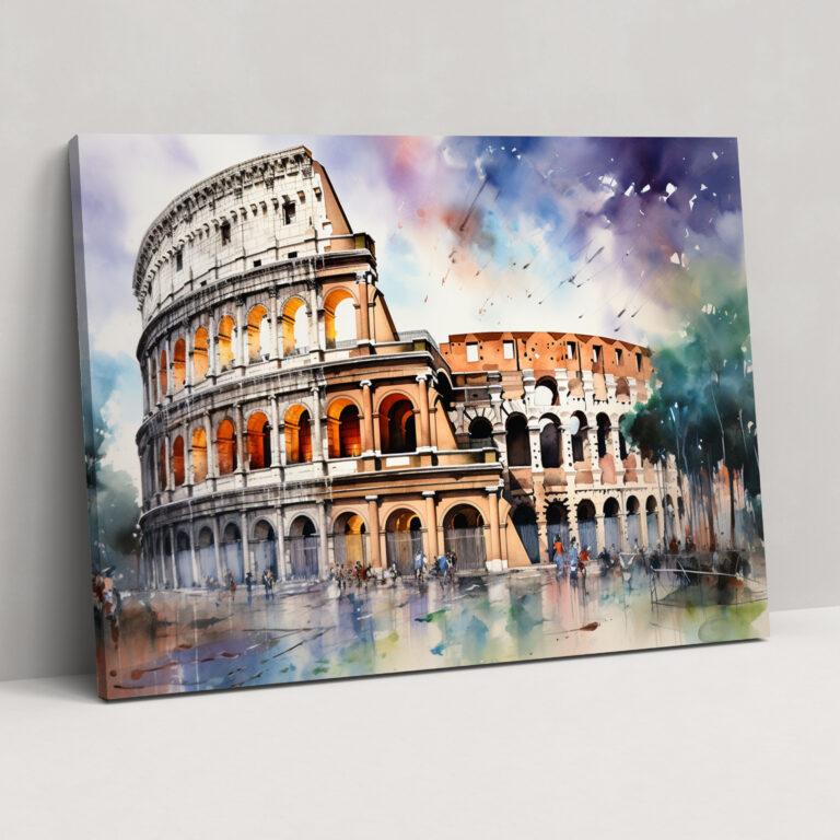Rome Watercolor Canvas Print - Rome, Contemporary Twist, Rome, Canvas