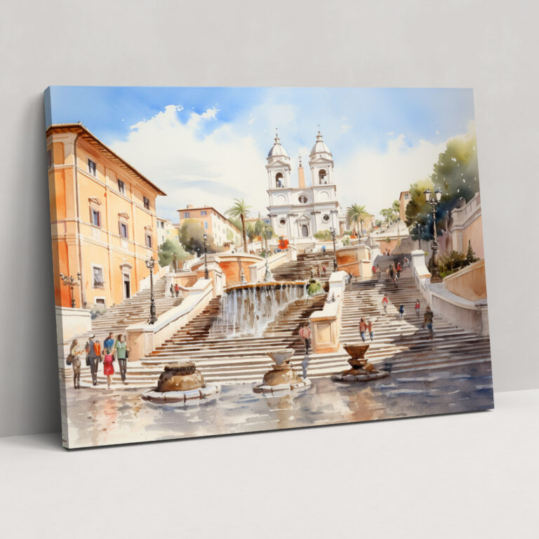 Spanish Steps Watercolor Wall Decoration - Rome, Wall Art, Wall Decoration, Home Decoration