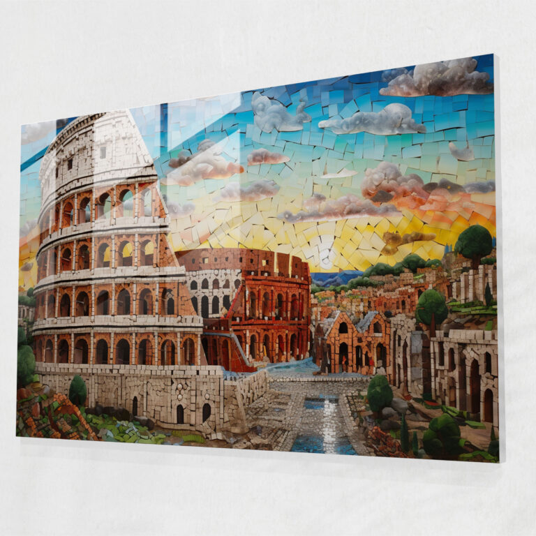 Rome Glass Art - Roman Landmarks Mosaic - Rome, Intricate Details, Roman Landmarks, Rome