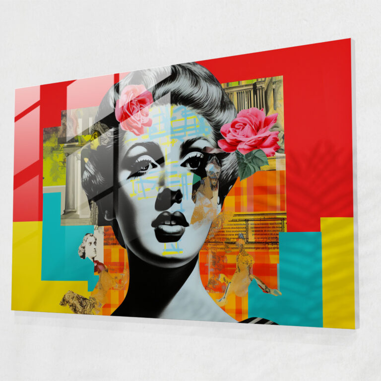 Rome Glass Wall Art - Pop Art Roman Collage - Rome, Glass Art, Home Decoration, Modern Art