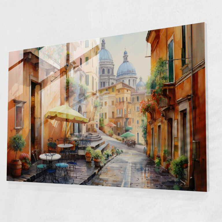 Rome Home Decoration - Charming Cityscape - Rome, Narrow Streets, Home Decoration, Glass Print