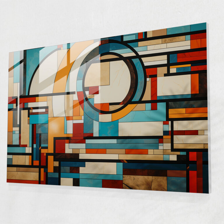 Rome Home Decoration - Geometric Roman Mosaic - Rome, History, Roman Architecture, Glass Print