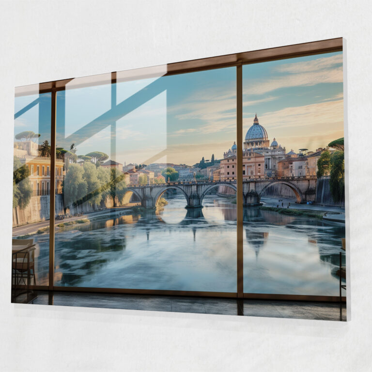 Tiber River Glass Print - Rome, Home Decoration, Modern Art, Glass Wall Art