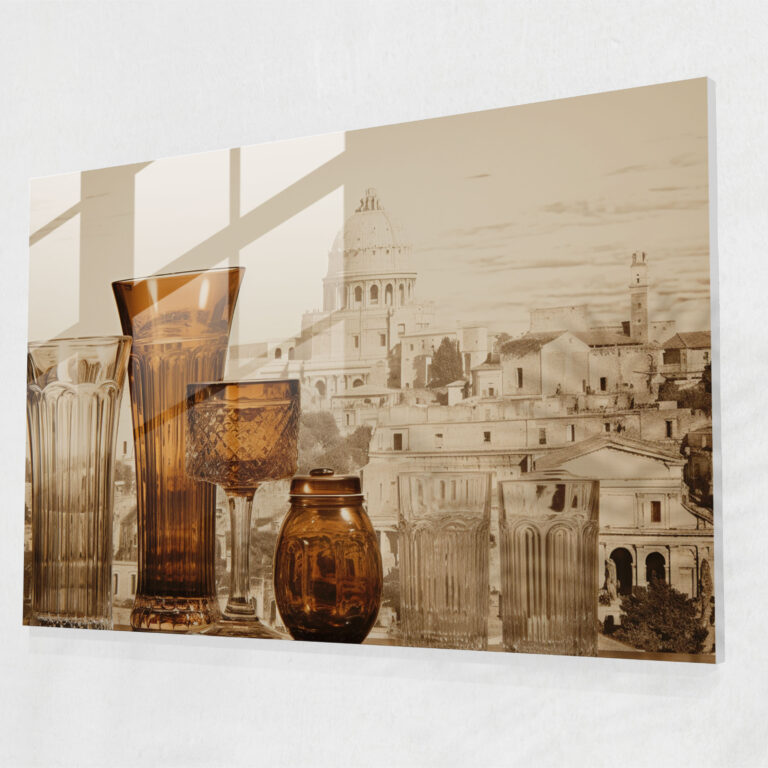 Rome Glass Print - Vintage Roman Landmarks - Rome, Nostalgia, Glass Wall Art, Modern Art