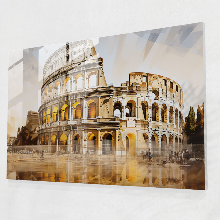 Rome Glass Print - Rome, Roman Colosseum, Modern Abstract, Contemporary