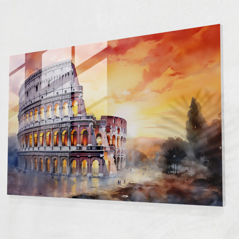 Rome Glass Print - Rome, Glass Art, Sunset, Wall Decoration