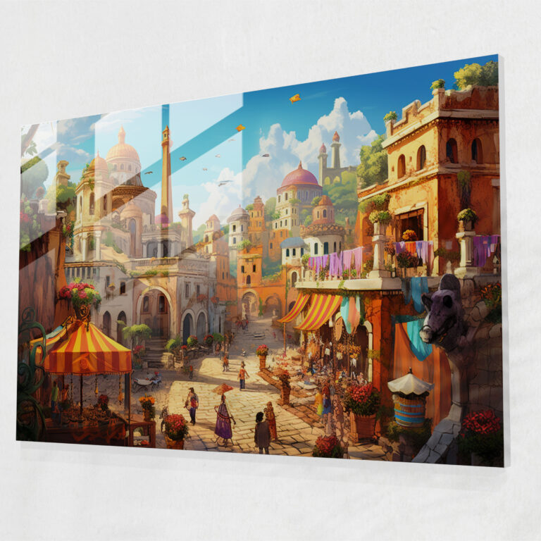 Rome Glass Print - Rome, Whimsical Cartoon Illustration, Lively Characters, Rome