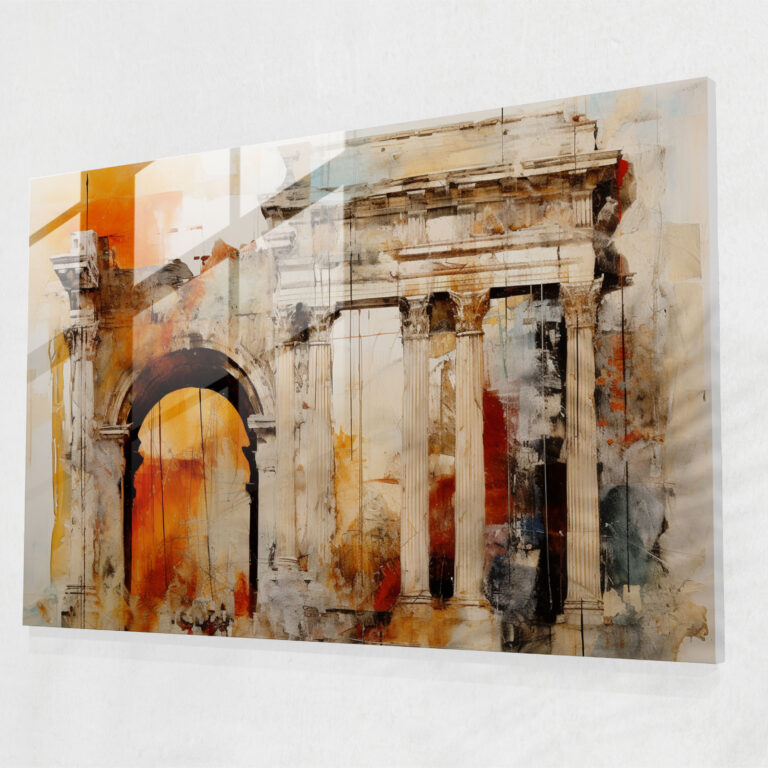Roman Forum Glass Print - Abstract Mixed Media Art - Rome, Home Decoration, Mystery, Glass Art