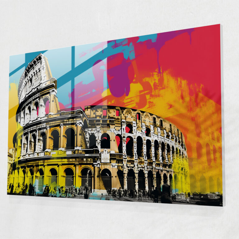 Roman Landmarks Glass Print - Pop Art Illustration - Rome, Modern Art, Rome, Glass Print