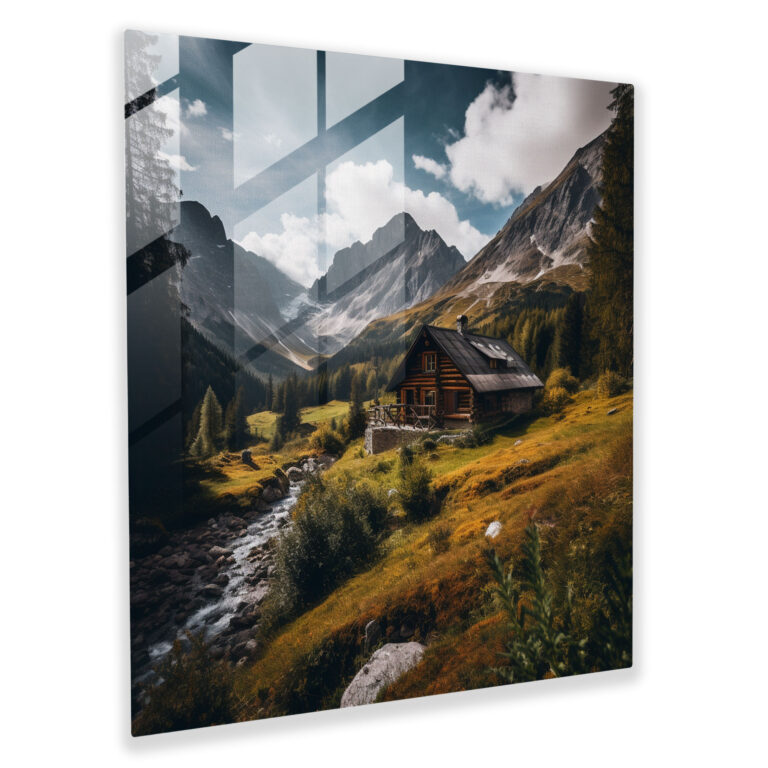 Rustic Wooden Sign - Mountain Cabin - Rustic, Wall Decoration, Natural Atmosphere, Glass Wall Art