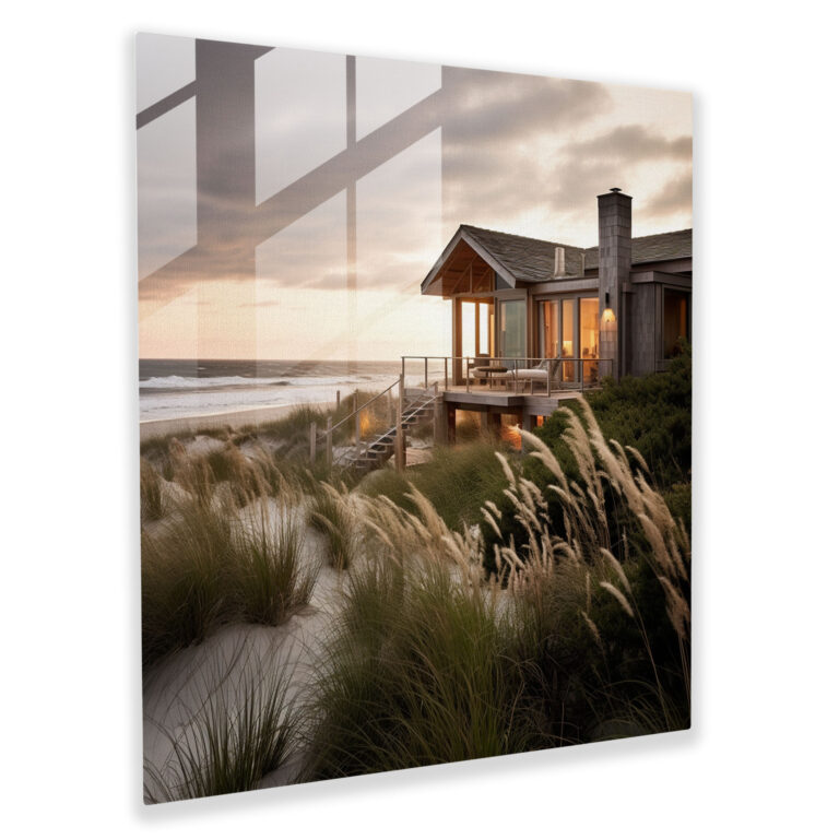 Rustic Seaside Cottage - Ocean Retreat - Rustic, Glass Art, Wall Decoration, Waves