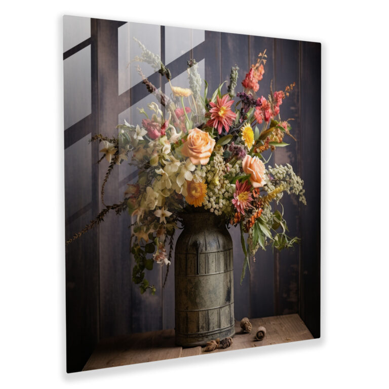 Rustic Floral Bouquet - Wildflower Arrangement - Rustic, Home Decoration, Glass Print, Wildflowers