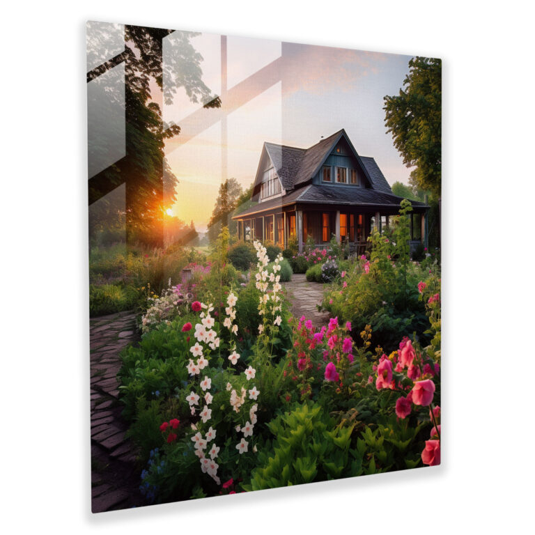 Blooming Farmhouse Glass Print - Rustic, Home Decoration, Glass Wall Art, Wall Decoration