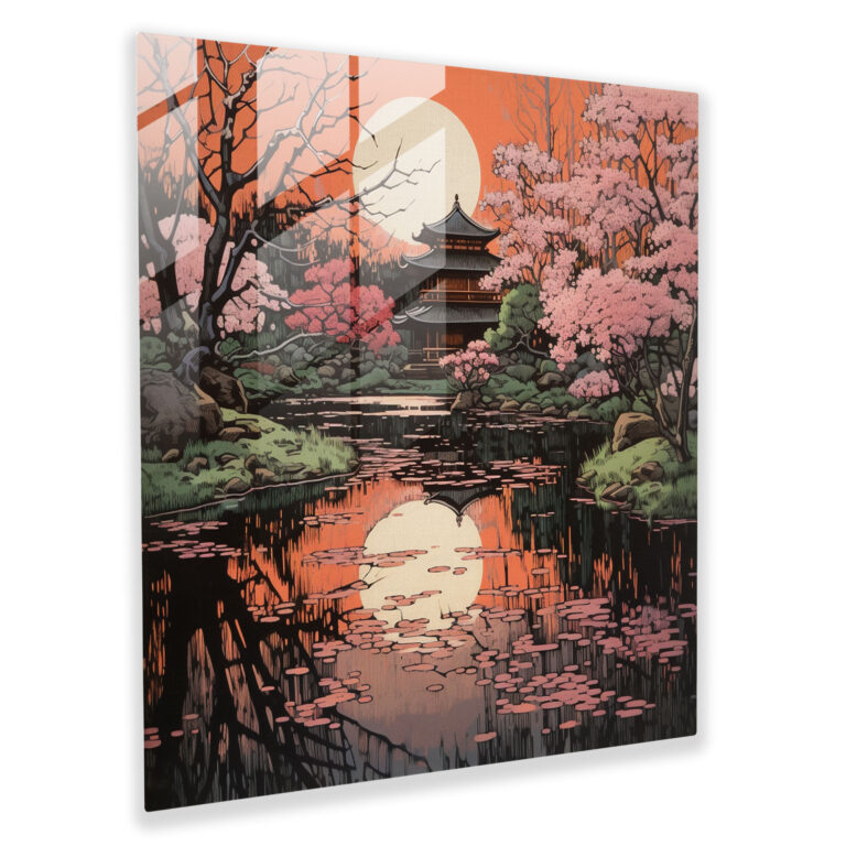 Rustic Japanese Garden Glass Print - Rustic, Wall Decoration, Glass Wall Art, Japanese Garden