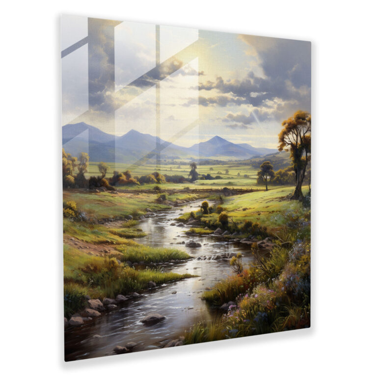 Rustic Countryside Landscape Glass Print - Rustic, Glass Art, Countryside Landscape, Glass Print