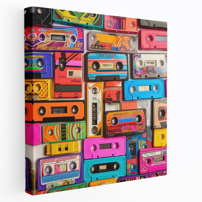 1980S Cassette Tapes Canvas Print - Retro, Vibrant Designs, Canvas Wall Art, Home Decoration
