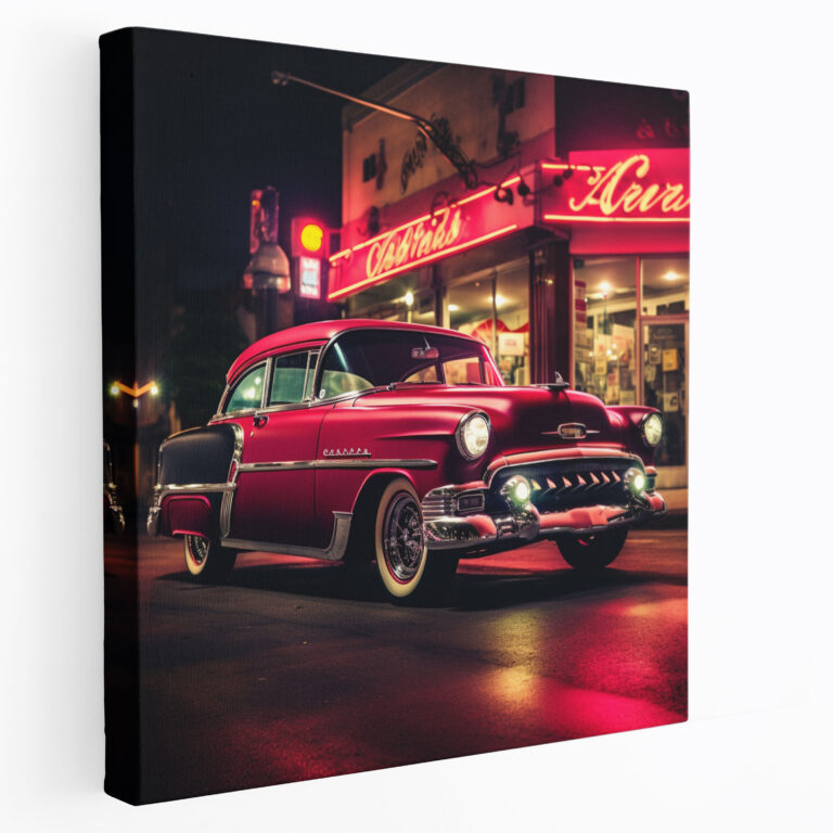 [Retro] Neon Sign Canvas Print - Retro, Vintage Car, Canvas Wall Art, Wall Decoration