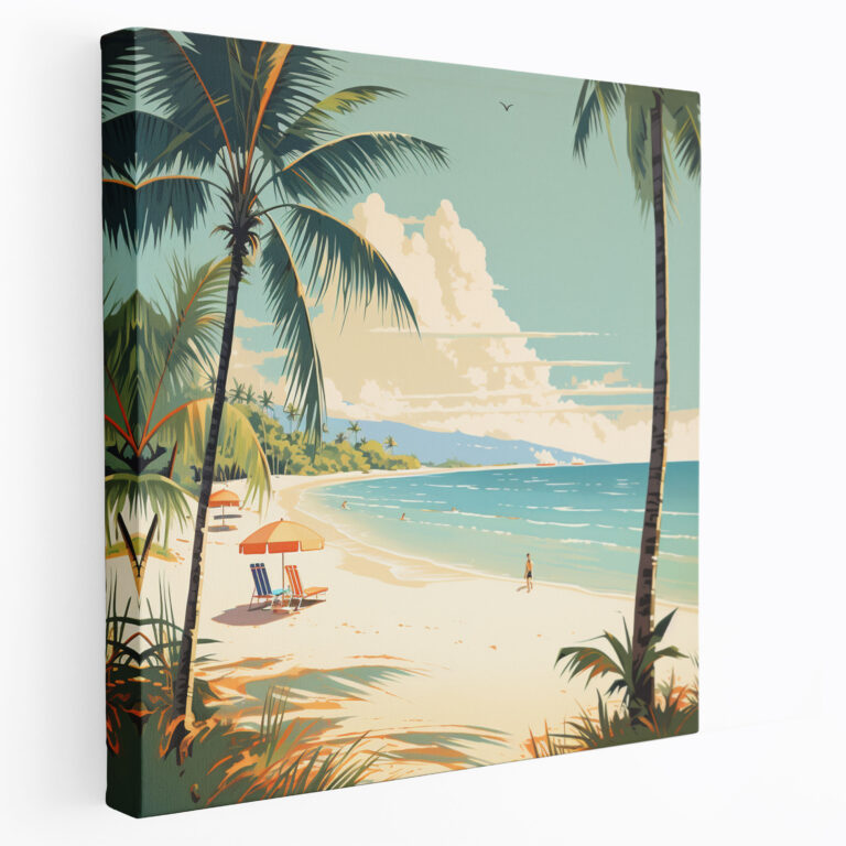 Retro Canvas Wall Art: Tropical Travel Poster - Retro, Canvas Print, Wall Art, Beach