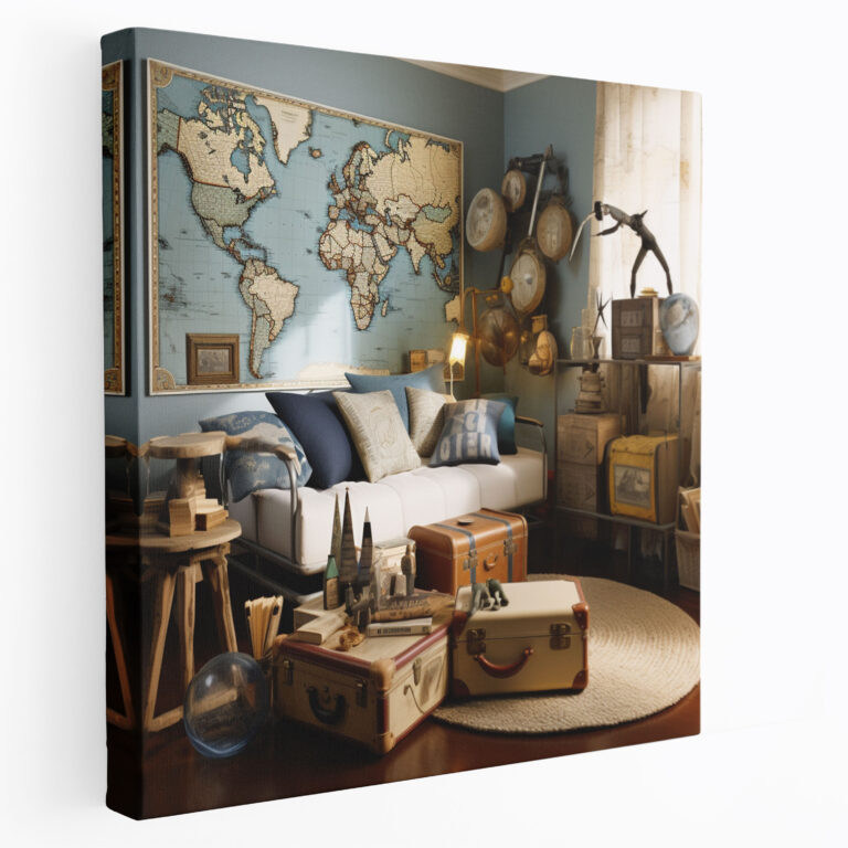 Vintage Suitcase Wall Art - Retro, Globes, Maps, Home Decoration