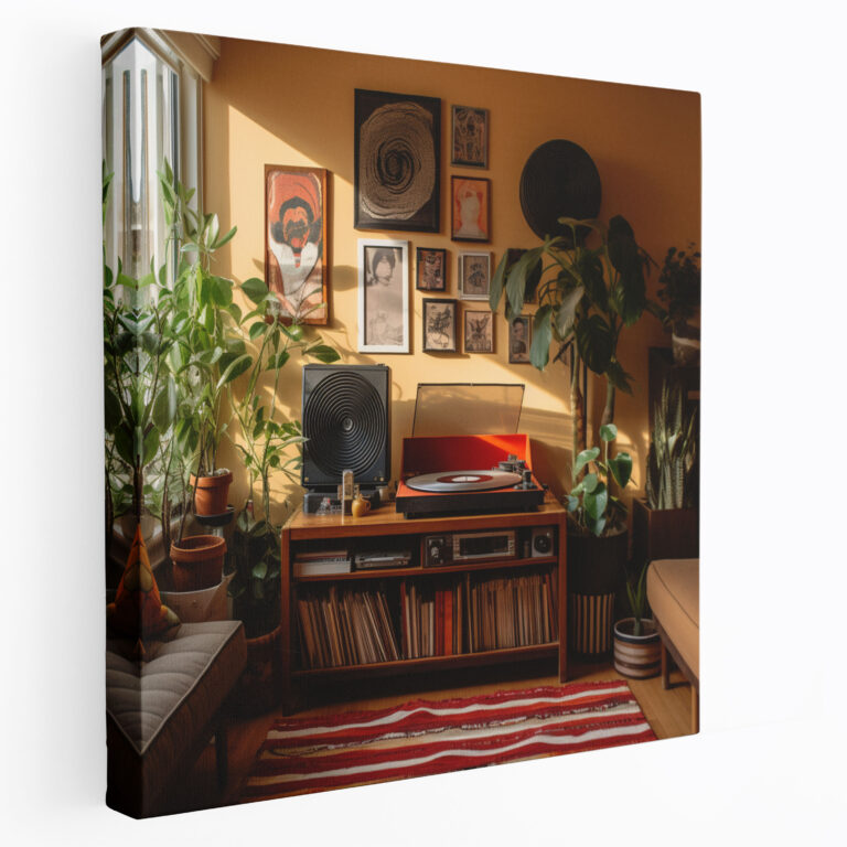 Vintage Record Player Wall Art - Retro, Nostalgic, Canvas Wall Art, Vinyl Records