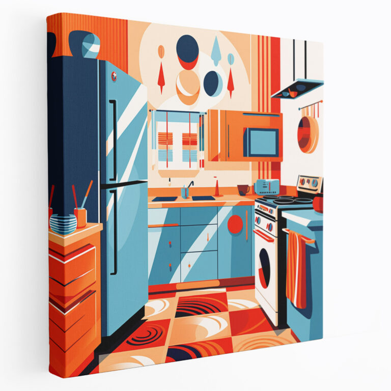 Mid-Century Modern Kitchen Canvas Print - Retro, Home Decoration, Stylish Kitchen, Canvas Print