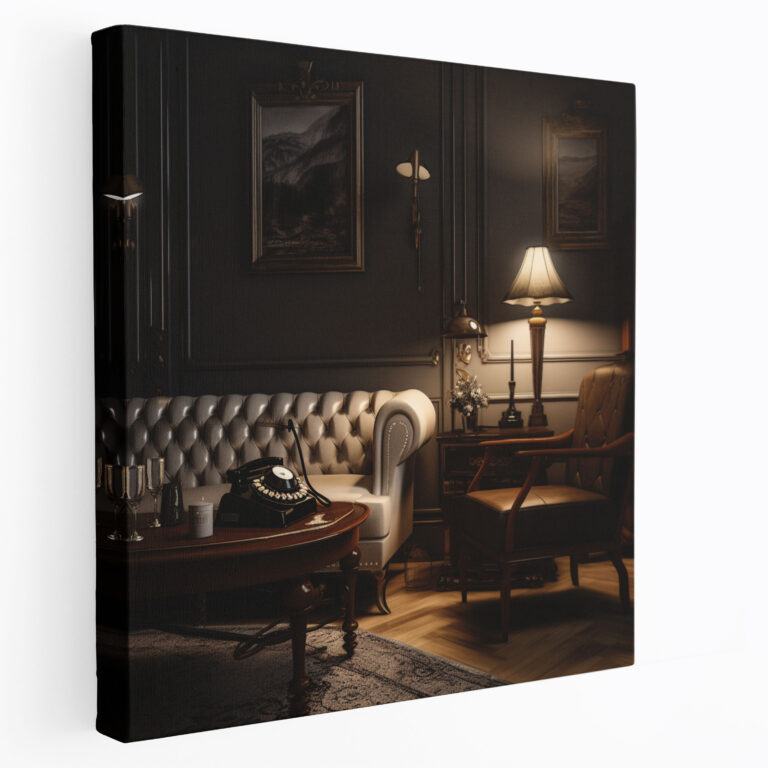 Vintage Telephone Living Room Wall Art - Retro, Elegant Living Room, Retro, Cinematic Vibe