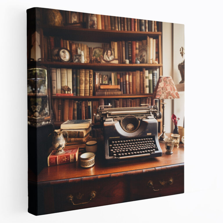Vintage Typewriter Wall Decoration - Retro, Desk, Vintage Typewriter, Canvas