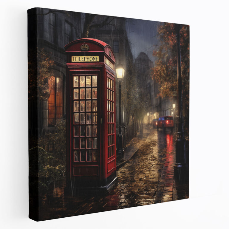 Vintage Telephone Booth Wall Art - Retro, Romance, Vintage Telephone Booth, Wall Art