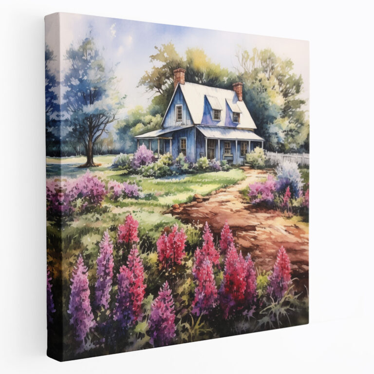 Rustic Watercolor Farmhouse Canvas Print - Rustic, Watercolor, Wall Art, Countryside