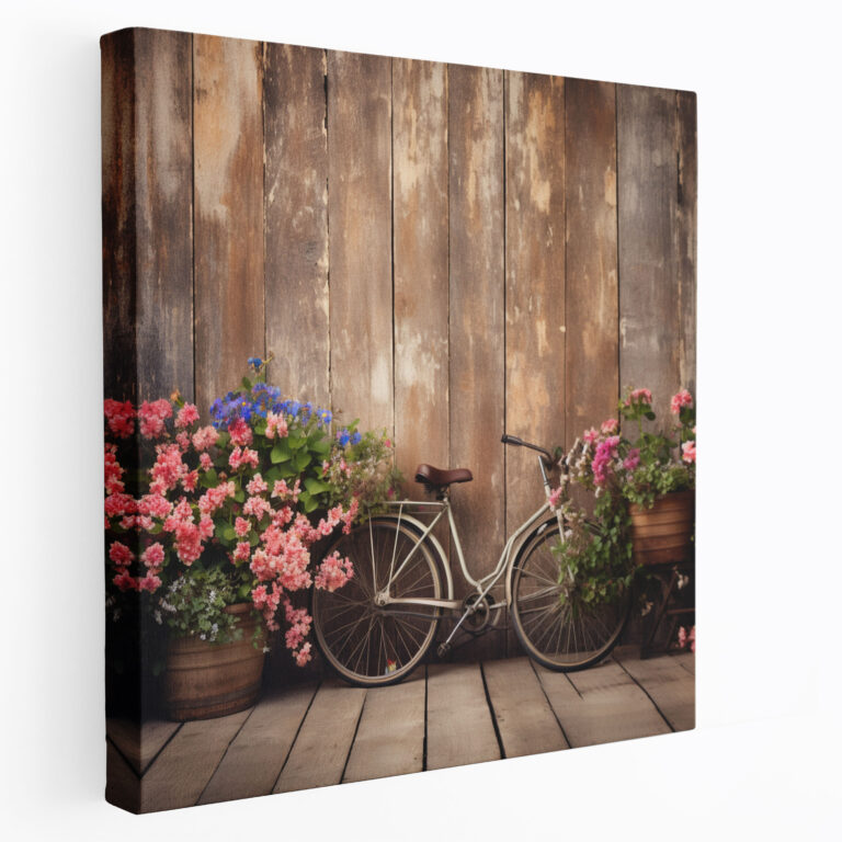 Rustic Wood Plank Bicycle Wall Art - Rustic, Canvas, Distressed Wood, Wall Art