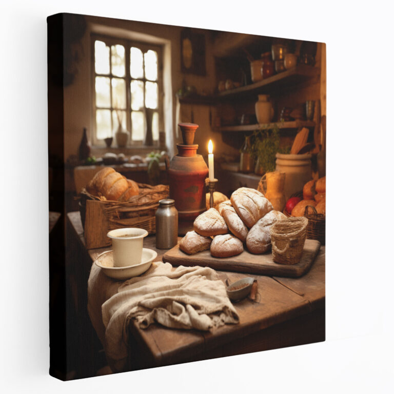 Rustic Kitchen Scene Canvas Print - Rustic, Vintage Utensils, Rustic, Home Decoration