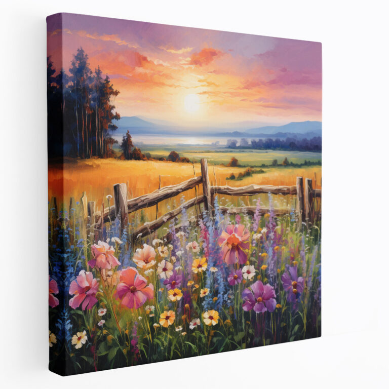 Rustic Wildflower Field Wall Art - Rustic, Oil Painting, Canvas, Canvas Print