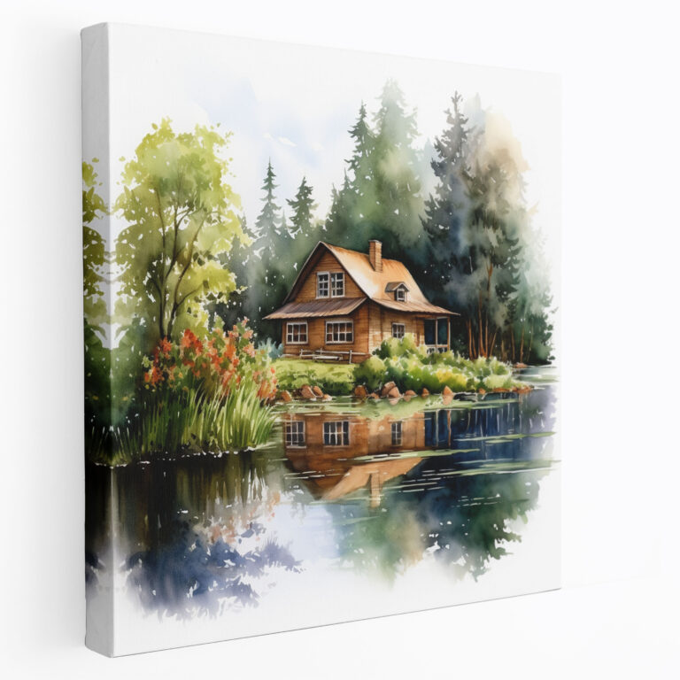 Rustic Lake Cottage Canvas Print - Rustic, Canvas Print, Cozy Cottage, Tranquil