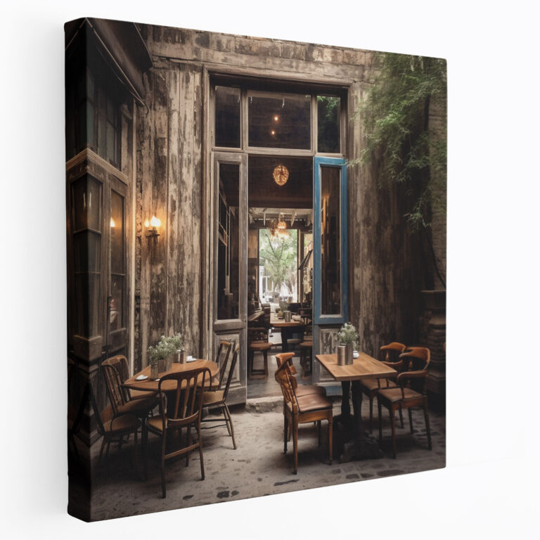Rustic Café Canvas Print - Rustic, Rustic, Warmth, Cobblestone Street