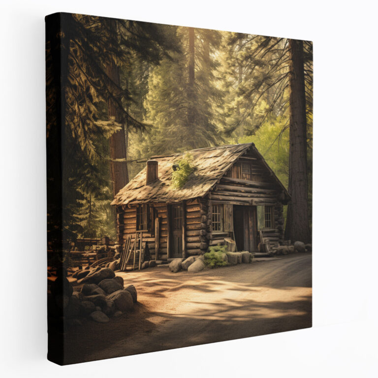 Rustic Log Cabin Canvas Print - Rustic, Canvas Print, Home Decoration, Wall Decoration