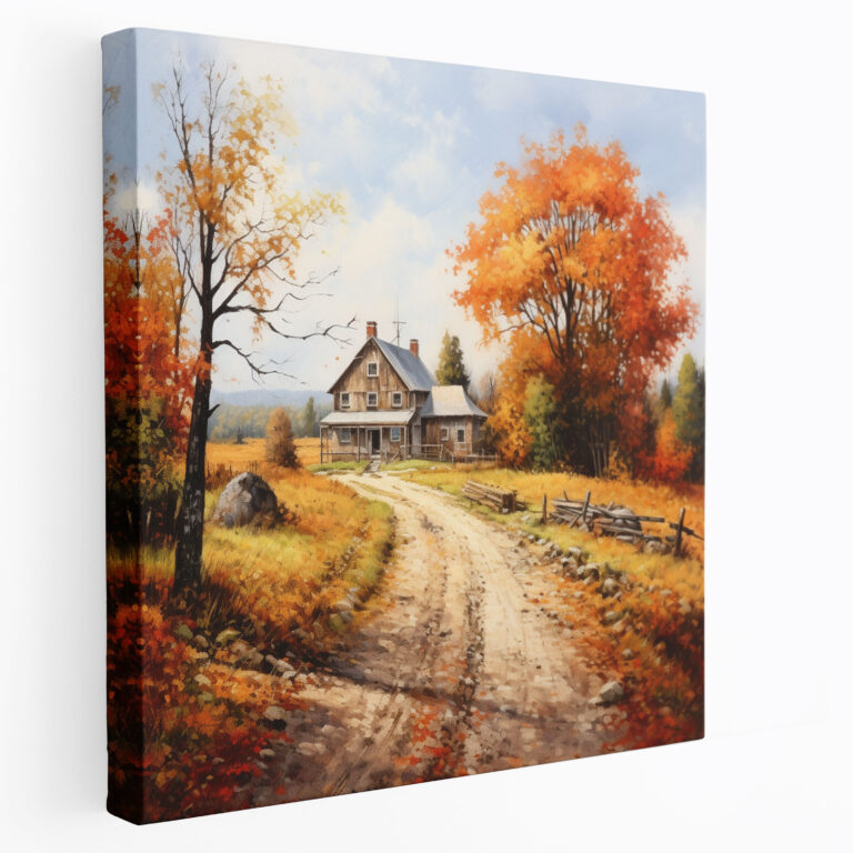 Rustic Autumn Road Canvas Print - Country Farmhouse Wall Art - Rustic, Wall Art, Picturesque Scenery, Rustic
