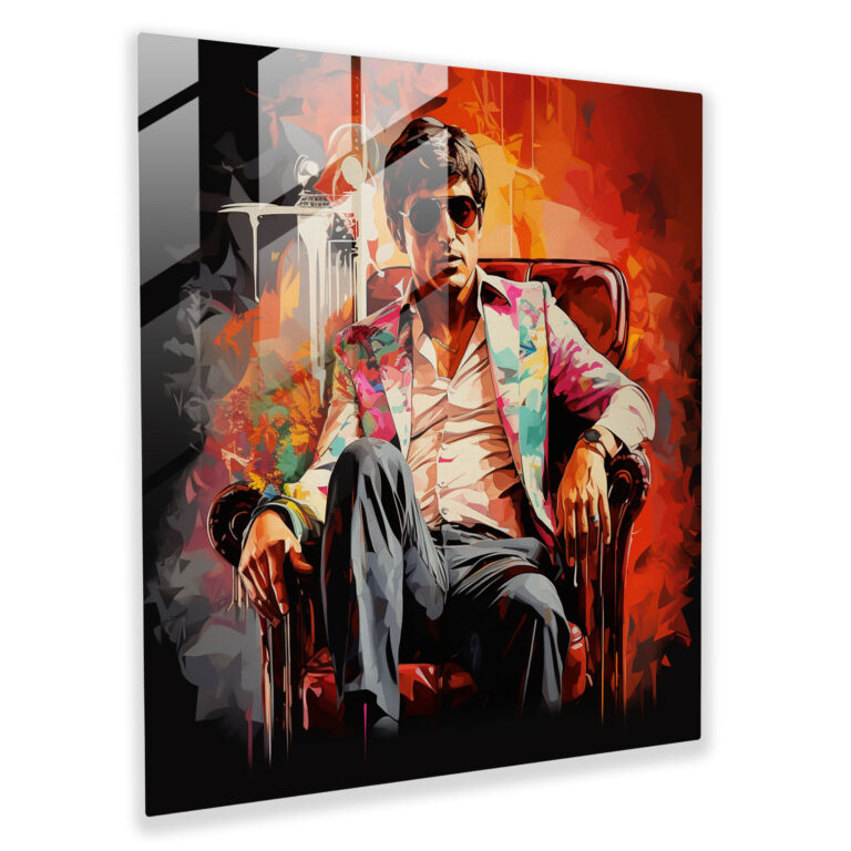 Scarface Street Art Glass Print - Scarface, Glass Print, Vibrant Colors, Home Decoration