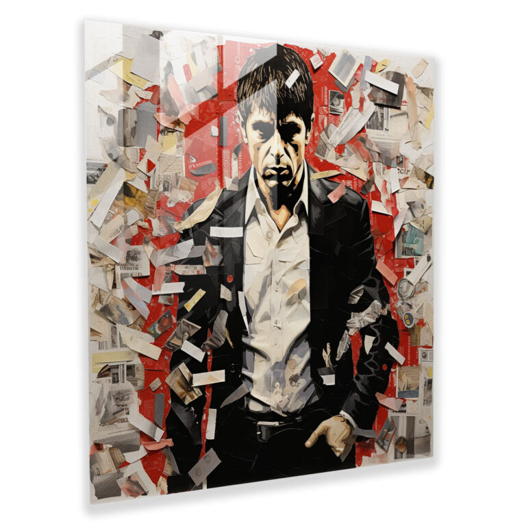 Scarface Collage Glass Print - Scarface, Modern Art, Home Decoration, Glass Wall Art