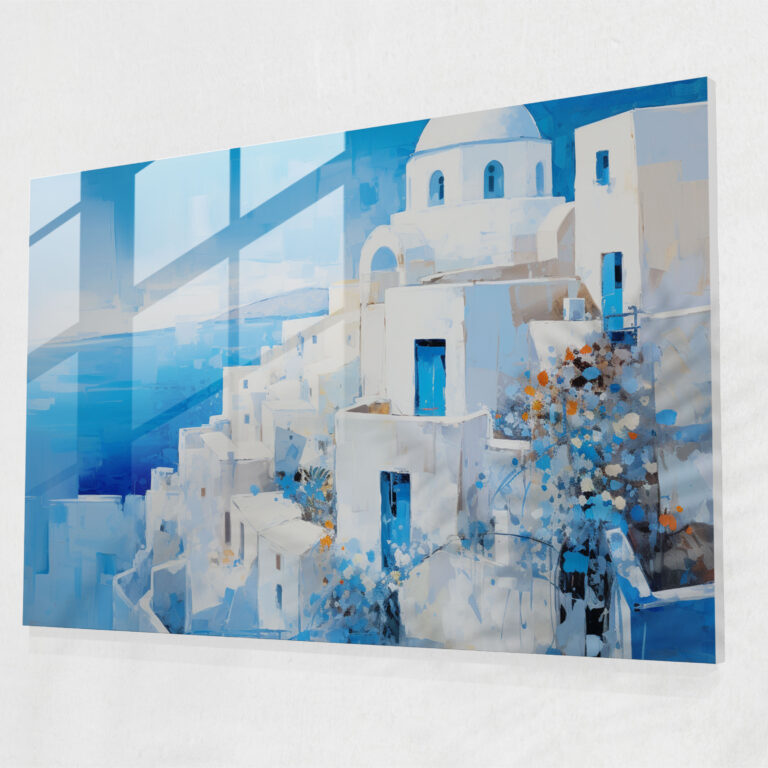 Santorini Glass Print - Santorini, Glass Print, Santorini, Modern Art