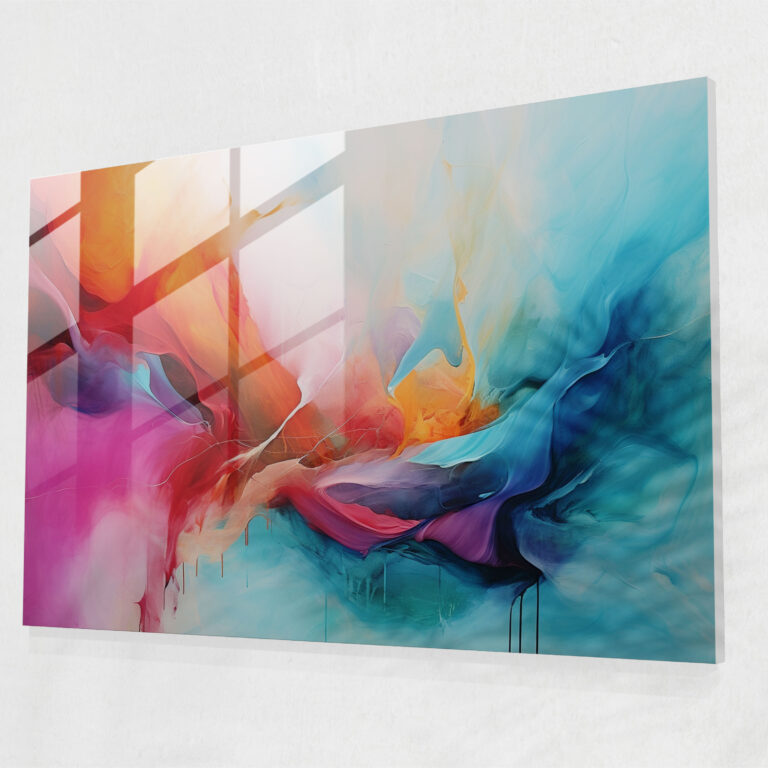 Santorini Glass Print - Abstract Glass Wall Art - Santorini, Santorini, Wall Decoration, Glass Wall Art