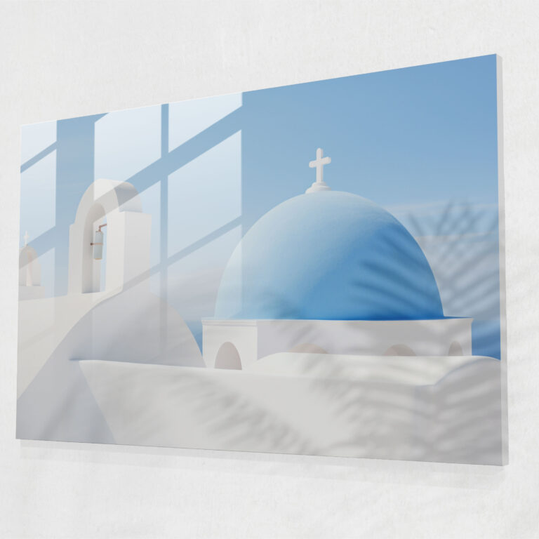 Santorini Glass Print - Minimalist Glass Wall Art - Santorini, Santorini, Glass Wall Art, Minimalist Photograph