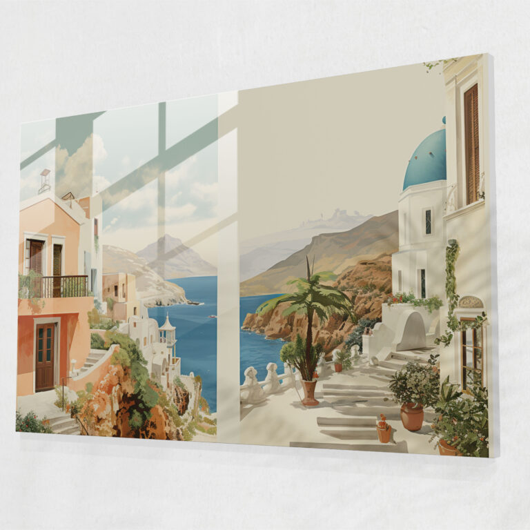 Santorini Home Decoration - Santorini, Santorini, Glass Art, Glass Print