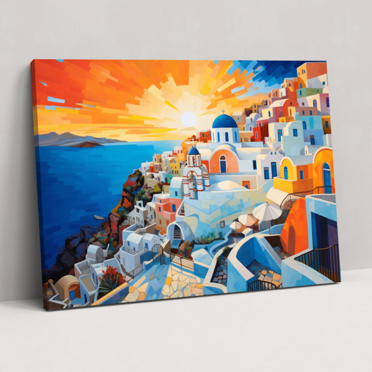 Santorini Canvas Print - Colorful Abstract Sunset Wall Art - Santorini, Canvas Wall Art, Transform, Sunset