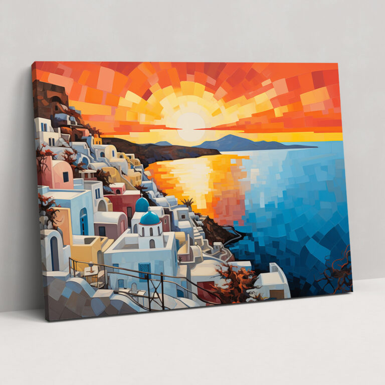 Santorini Canvas Print - Modern Abstract Wall Art - Santorini, Canvas Wall Art, Canvas Print, Home Decoration