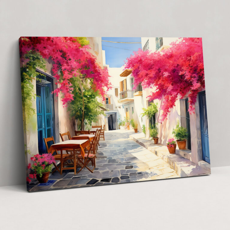 Santorini Wall Decoration - Watercolor Painting - Santorini, Santorini, Canvas Wall Art, Wall Art