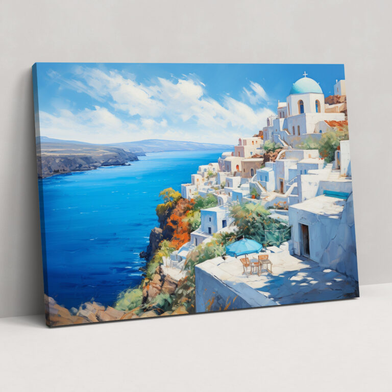 Santorini Wall Art - Realistic Oil Painting - Santorini, Wall Art, Wall Decoration, Home Decoration