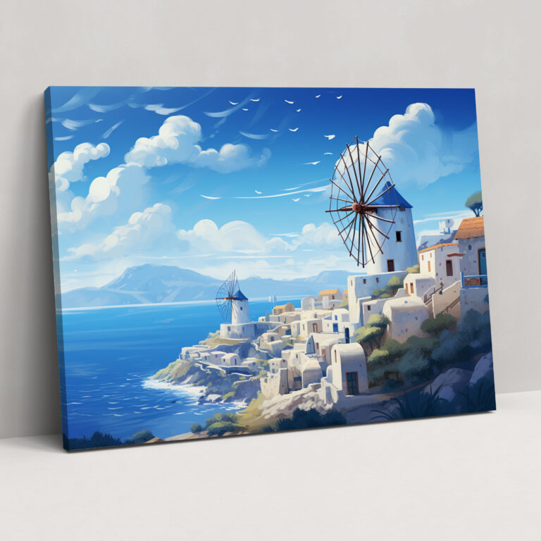 Santorini Canvas Print - Santorini, Home Decoration, Dreamy Backdrop, Canvas Print